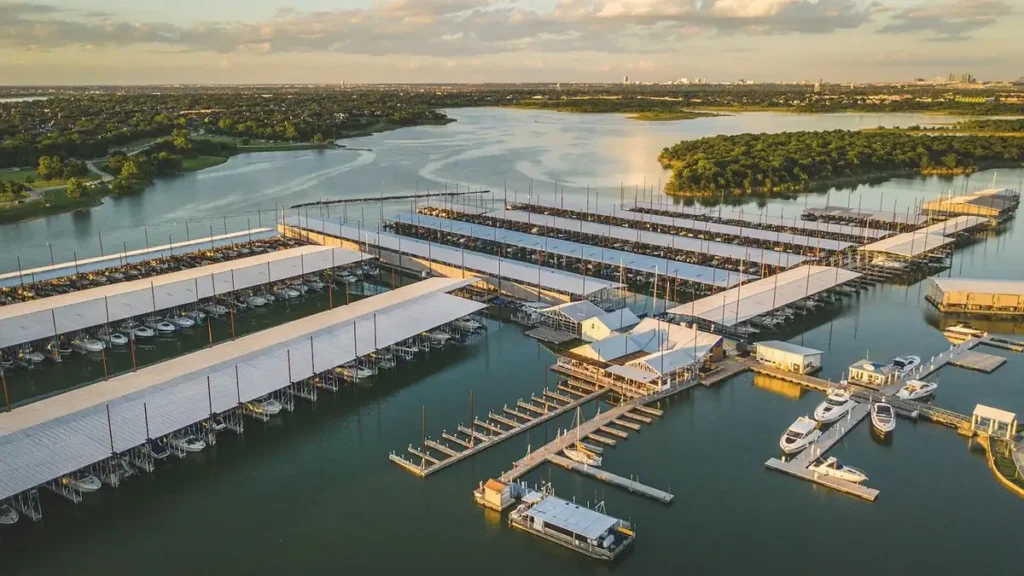 Lewisville Lake marina aerial view